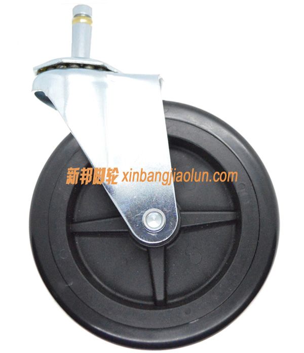 5寸插杆黑色pu脚轮