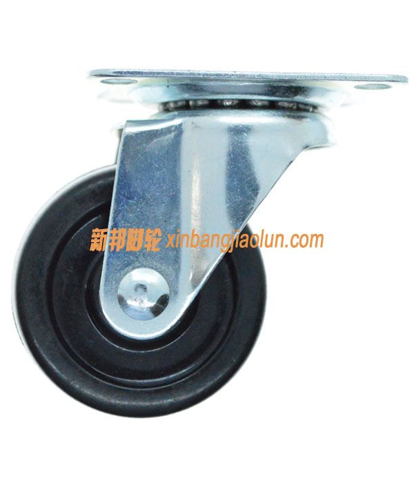 2寸平板黑色橡胶脚轮