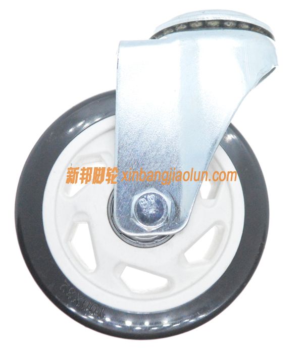 4寸孔顶黑色pu脚轮